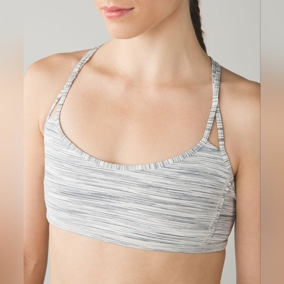 Lulu🍋 Lululemon Lighten Up Bra Space Dye Camo White Silver Spoon Size 8 - Picture 4 of 9